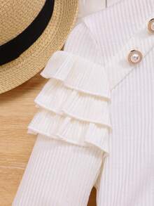 SHEIN 女大童紐扣細節T恤和裙子 - 彩色 - 查看 5