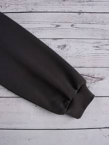 SHEIN Tween Girl Cartoon Graphic Thermal Lined Sweatshirt - Grey - View 4