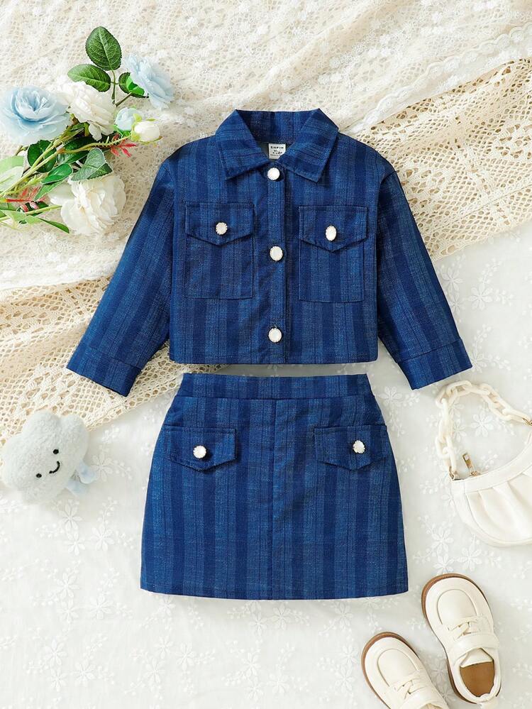 Baby Girl Flap Pocket Jacket & Flap Pocket Skirt