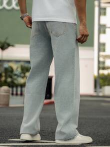 Manfinity Nam Túi nghiêng Quần legging thẳng - Màu xanh nhạt - Xem 2