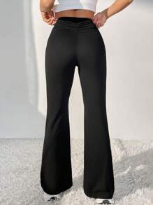 SHEIN Essnce Eo Ruched Quần ống loe - màu đen - Xem 2