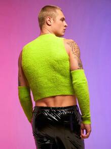 FeverCity Men Mock Neck Crop Sweater, For Fall Winter - Green - View 2