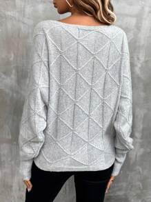 SHEIN LUNE Boat Neck Batwing Sleeve Sweater,Long Sleeve Tops Knit Pullover Fall Winter Outfit