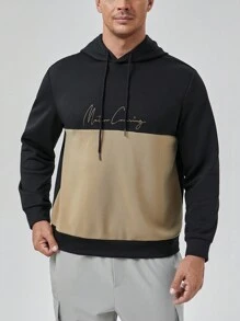 EASEVO Nam Plus Đồ họa Chữ cái Khối màu Dây rút Hoodie - Nhiều màu - Xem 4