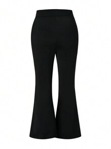 SHEIN Clasi Talla grande Pantalones de traje unicolor pierna amplia - Negro - Ver 2