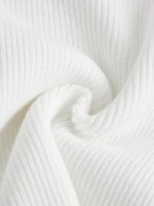 女大童高領條紋針織套頭毛衣 - 白色 - 查看 4