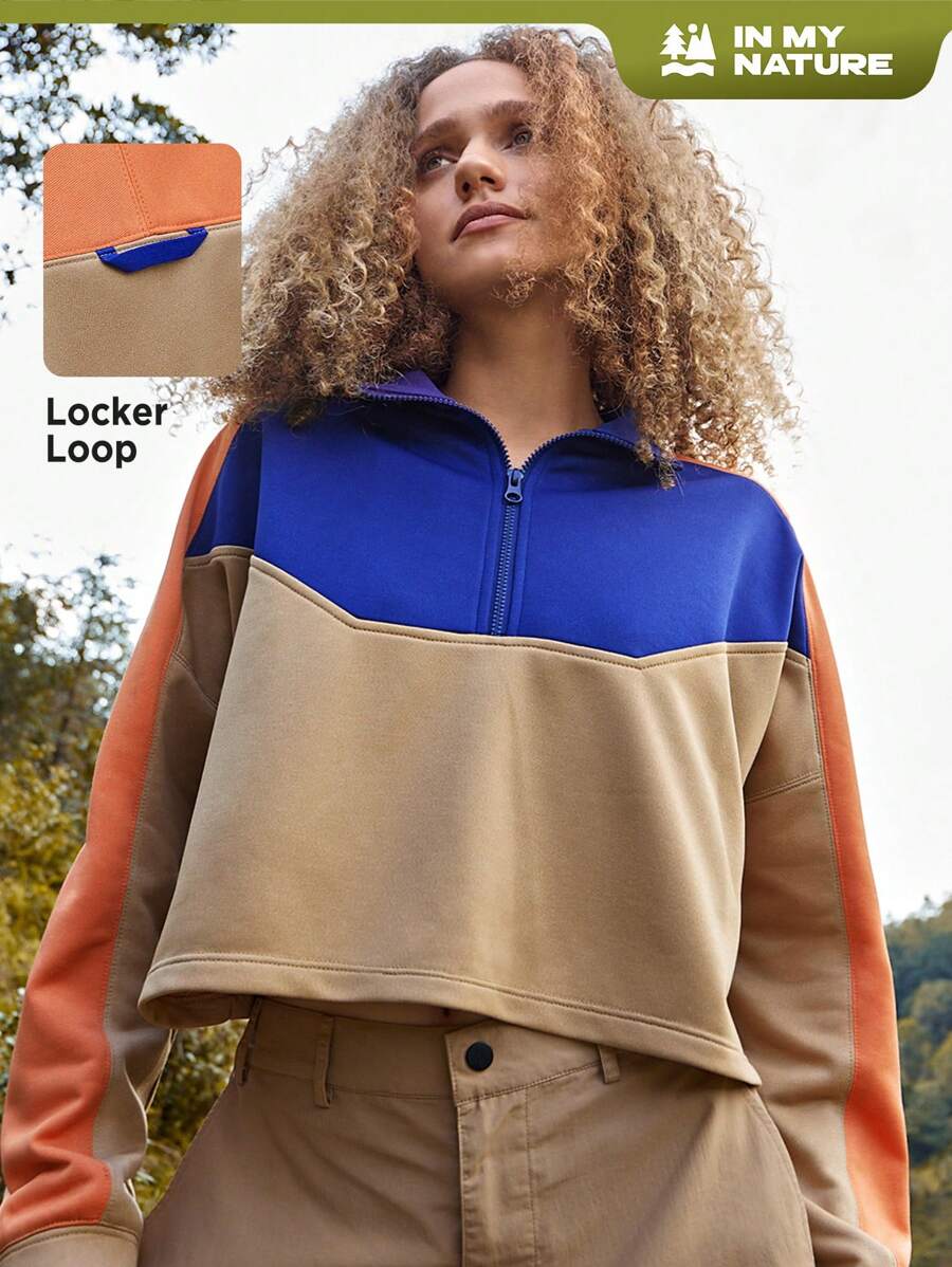 In My Nature Capucha crop de color combinado con cremallera media