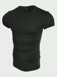 Manfinity VCAY Men T-Shirts Crew Neck Short Sleeve Plain Casual Summer Tee - Black - View 1