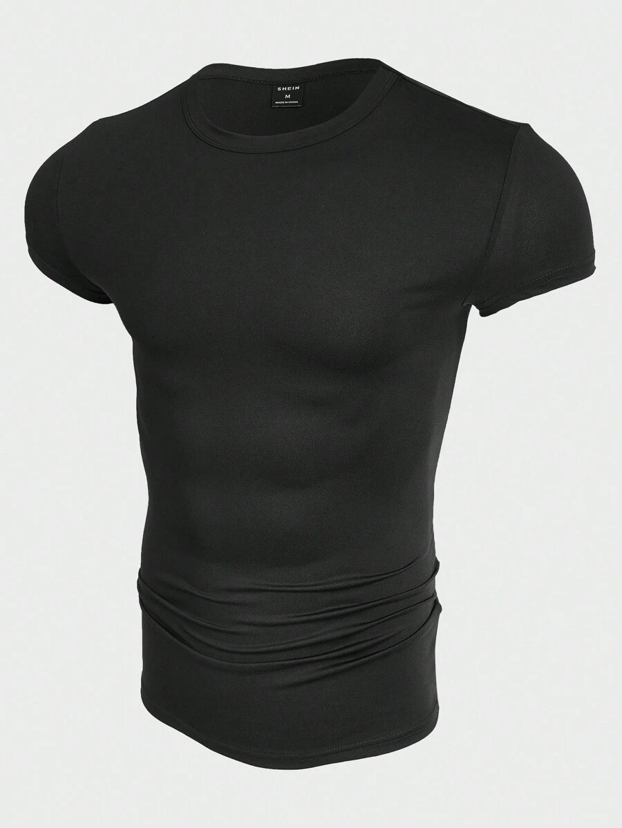 Manfinity VCAY Men T-Shirts Crew Neck Short Sleeve Plain Casual Summer Tee - Black - View 1