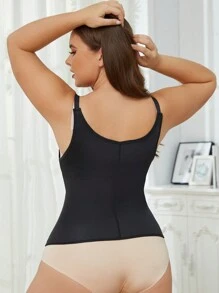 大碼鉤眼扣腰封式緊身胸衣 - 黑色 - 查看 2