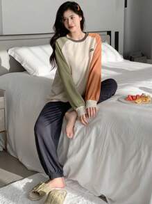DAZY Khối màu Tay Raglan Bộ giản dị - Nhiều màu - Xem 3