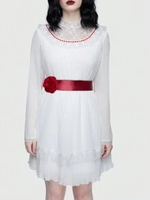 ROMWE Goth 1 chiếc thắt lưng trang trí hoa dành cho nữ - Đỏ - Xem 3