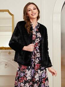 EMERY ROSE Mở Mặt trước 	
Fuzzy áo - màu đen - Xem 6