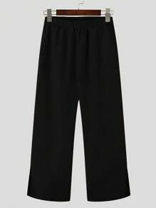 Men Solid Batwing Sleeve PJ Set / Pajama Set - Black - View 5