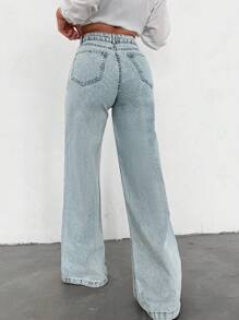 EURMUSE Wide Leg Jeans - Light Wash - View 2