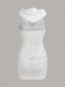 SHEIN ICON Cut Out Hooded Bodycon Dress - White - View 4