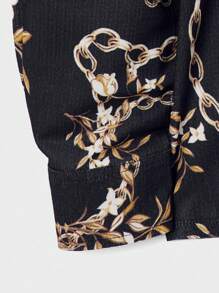 SHEIN Cottnline Men Chain Print Button Up Shirt - Multicolor - View 4