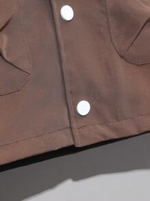 Tween Boy 1pc Flap Pocket Contrast Hooded Thermal Lined Jacket - Maroon - View 7