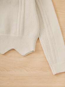 SHEIN Bé gái tuổi teen Chất rắn Xoắn Dan Áo len - Màu be - Xem 3