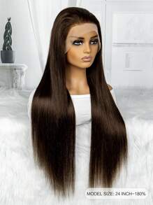 Peruci din păr uman pentru femei 13x4 perucă frontală cu dantelă de culoare maro ureche la ureche Peruci din față cu dantelă din păr uman Perucă dreaptă din dantelă - S4 - Vizualizare 3