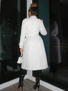 SHEIN SXY Button Front Belted Trench Coat