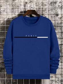 Men Letter Graphic Sweatshirt - Blue - View 5