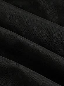 SHEIN MOD Contrast Mesh Ruched Bustier Dress - Black - View 4