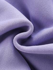 SHEIN 女童花卉标语图案保暖内衬卫衣 - 紫色 - 查看 5