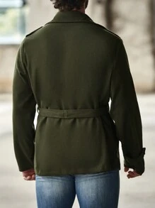 Manfinity Homme Hombres Abrigo Con Cinturón Y Doble Botonadura