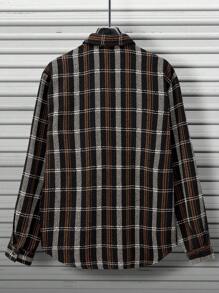 Manfinity Homme Men Plaid Print Pocket Patched Overcoat
