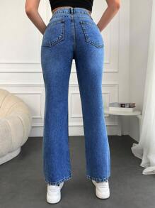 EURMUSE Straight Leg Jeans - Royal Blue - View 2