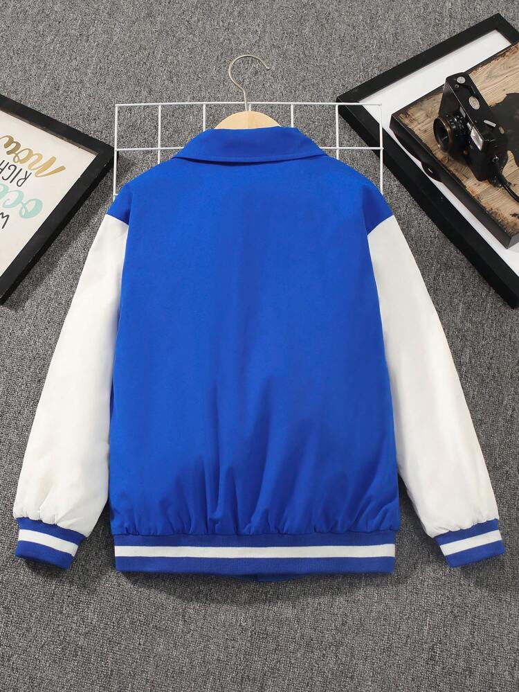 Tween Boy Letter Graphic Thermal Lined Colorblock Jacket