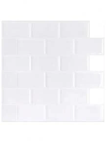 SHEIN Basic living 3D 纹理墙板 DIY 瓷砖厨房浴室后挡板 - 白色瓷砖圣诞节节日礼物赠送、贴纸、墙贴花、乙烯基贴花家居装饰、春季装饰品刷新您的家、Rama 装饰贴纸厨房装饰 - 白色 - 查看 7
