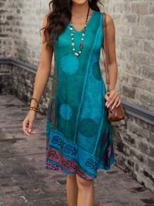 EMERY ROSE Graphic Print Tank Dress - Mint Green - View 5