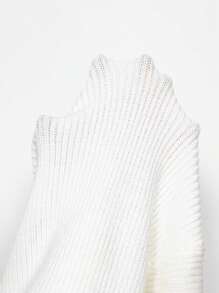 Zolique 一字肩前紐扣緊身毛衣洋裝 - 白色 - 查看 6