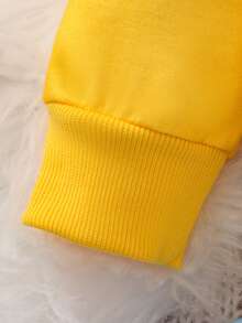 SHEIN 女小童卡通圖案運動衫&喇叭褲 - 黃色 - 查看 5