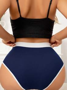 EasyFave 字母圖形對比口邊短褲運動 - 藍色 - 查看 2