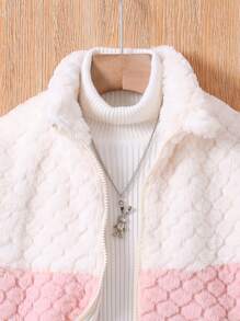 SHEIN Tween Girl Two Tone Teddy Jacket & Bag - Multicolor - View 7