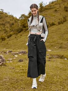 In My Nature Colorblock High Neck Curved Hem Outdoor Tee - Grey - View 3