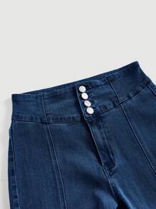 SHEIN MOD 前接縫牛仔喇叭褲