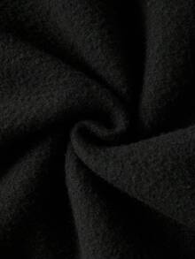 SHEIN EZwear 加大码山峰标语图案抽绳保暖内衬卫衣 - 黑色 - 查看 5