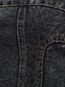 Denimoi Seam Detail Denim Tube Crop Top - Black - View 4