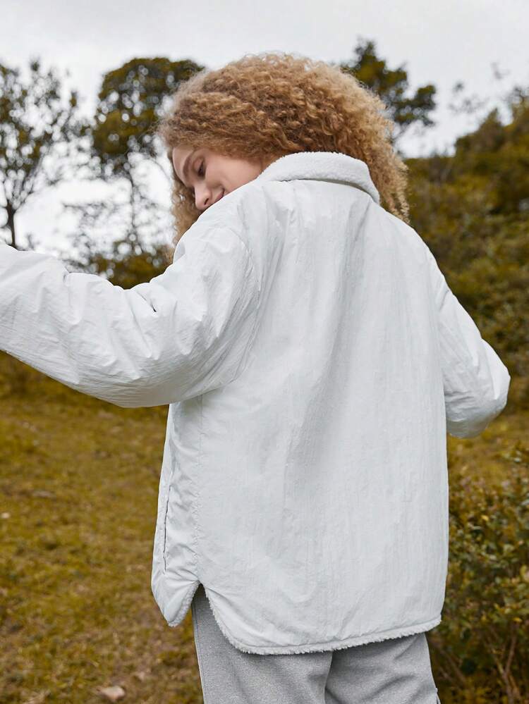 Solid Zip Up Hooded Jacket