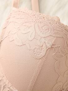 صدرية أنيقة للنساء بلون أحادي مع حمالة سلكية - وردي - مشاهدة 7