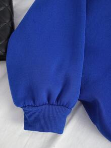 SHEIN Unity Hơn Khẩu hiệu & Hình ảnh Lót nhiệt Áo nỉ - Xanh đậm - Xem 6