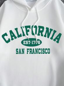 Manfinity Dauomo Men Letter Graphic Drawstring Thermal Lined Hoodie - White - View 3