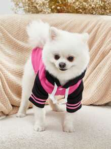 XYZ Studio Artist Retro Street 1pc Pink Baseball Hoodie Letter Pattern Knit Pet Sweatshirt, Holiday, Valentine's Day - Multicolor - View 7