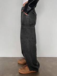 DAZY Flap Pocket Side Cargo Jeans - Grey - View 6