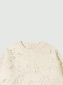 ANDREILEE 男士纯色流苏装饰落肩毛衣 - 杏色 - 查看 4