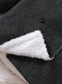 Young Boy Double Breasted Teddy Lined Borg Collar Overcoat Without Sweater